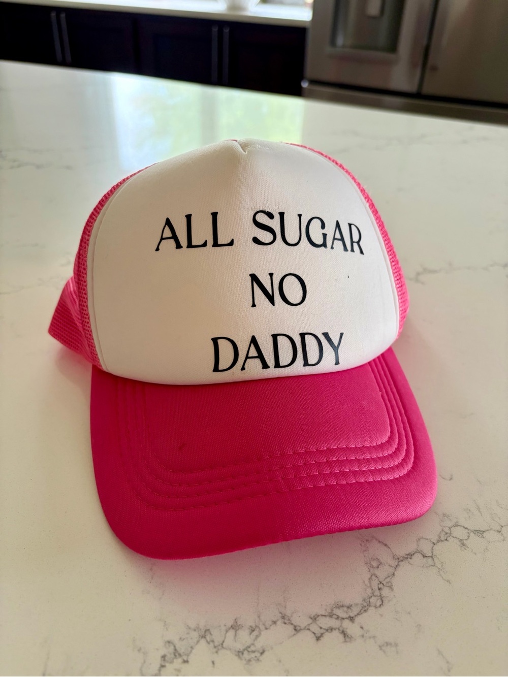Pink and White Trucker Hat - 'All Sugar No Daddy' - Women’s One Size